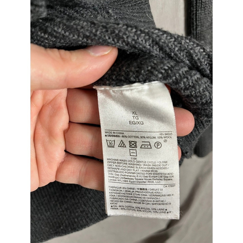 Banana Republic Sweater Mens XL Quarter-Zip Gray Textured Raglan EUC - Picture 3 of 11